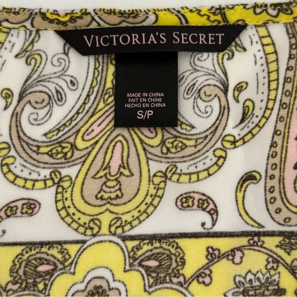 NWOT Victoria’s‎ Secret Women’s Paisley Kaftan Tunic Blouse Yellow Boho Print S - Picture 5 of 5